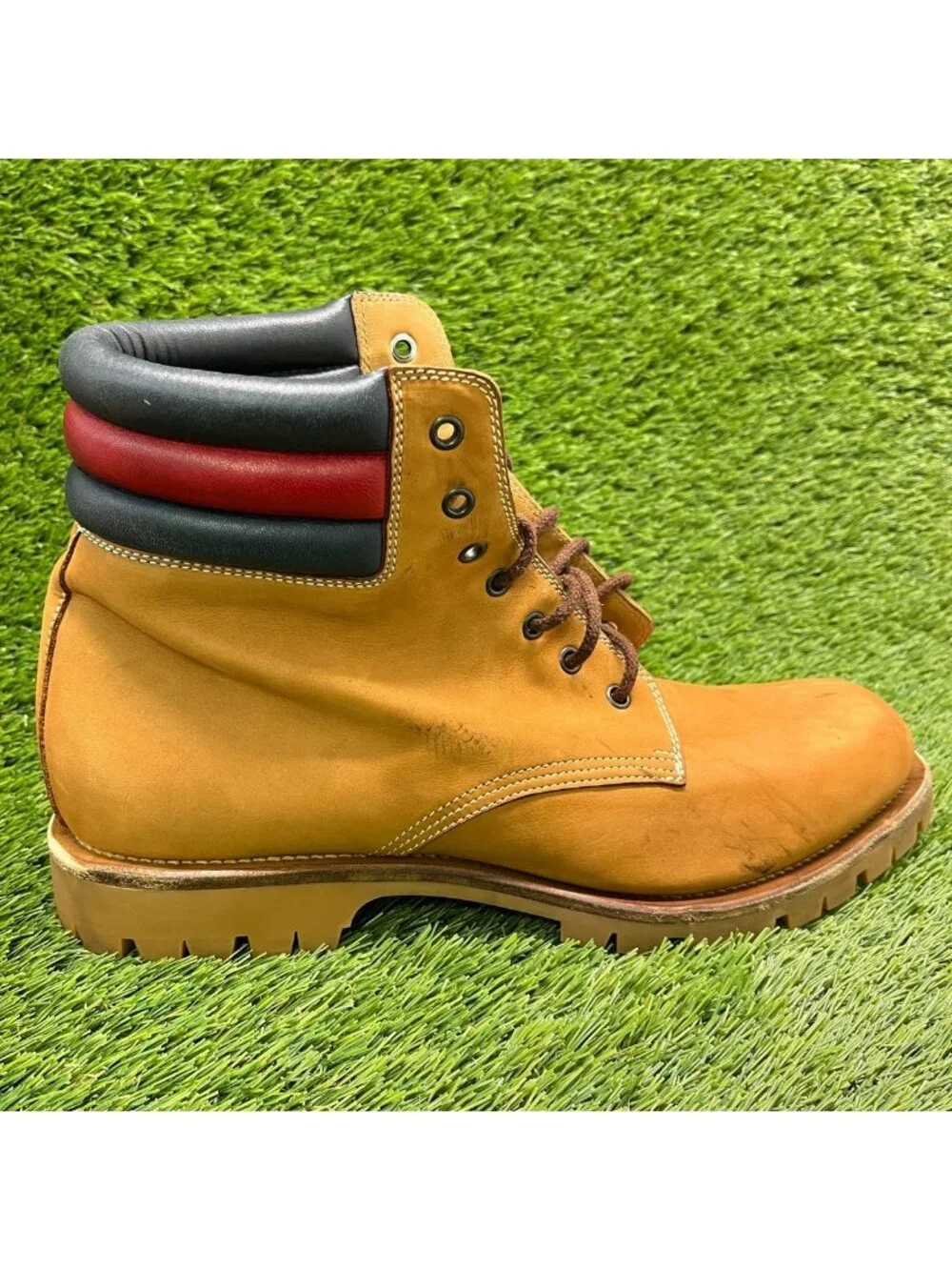 Gucci Marland Mens Size 11 Brown Black Red Outdoor Leather Hiking Combat Boots